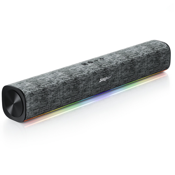 SOULION R100 Plus Computer Speakers with Dynamic RGB Light, Rechargeable Bluetooth Speaker with Switch Button, Clearly Sound Soundbar for Desktop Monitor, PC, Tablets(3.5mm Aux Connection Included)