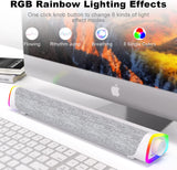 SOULION R30 Plus Computer Speakers, Wired USB Powered Bluetooth V5.3 PC Sound Bar, Colorful RGB Lights with Switch Button, Surround Sound Portable Computer SoundBar Speaker for Desktop Laptop Phone