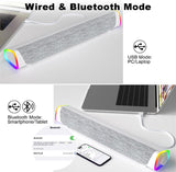 SOULION R30 Plus Computer Speakers, Wired USB Powered Bluetooth V5.3 PC Sound Bar, Colorful RGB Lights with Switch Button, Surround Sound Portable Computer SoundBar Speaker for Desktop Laptop Phone